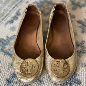 Tory Burch gold flats
